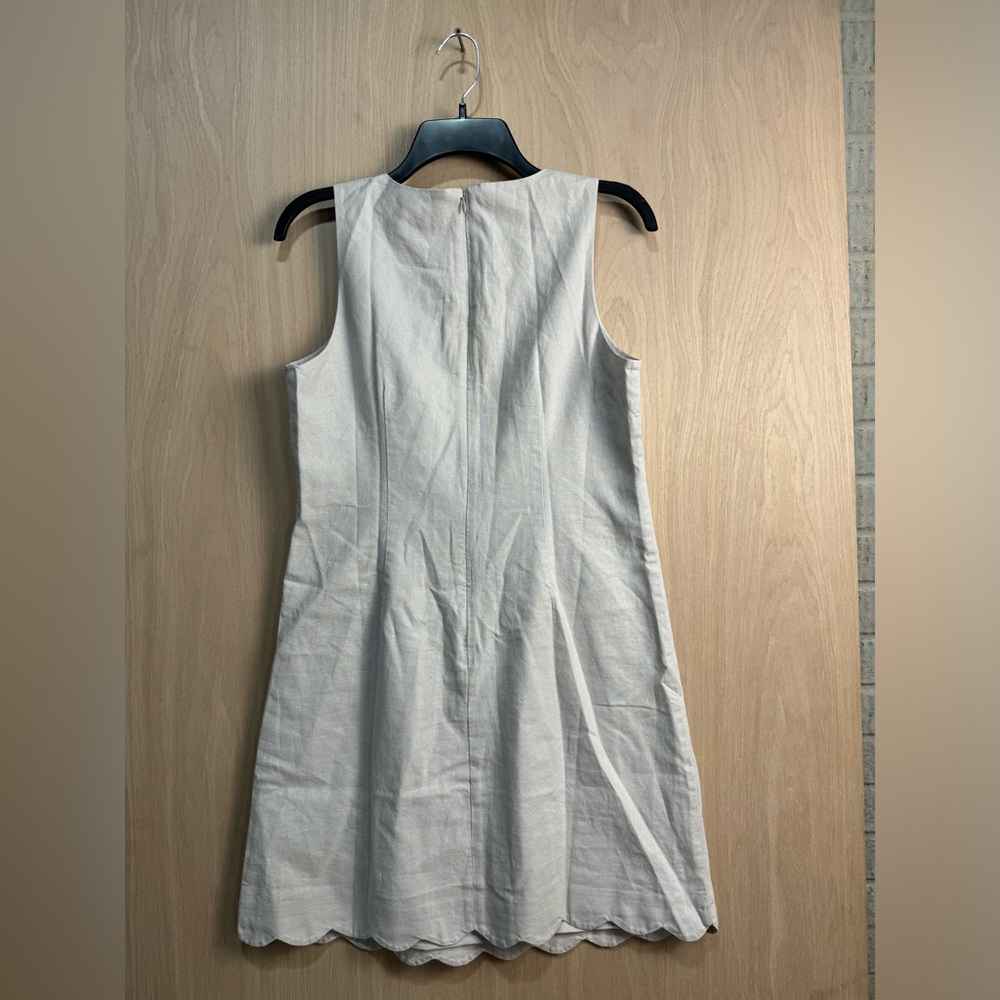 J.Crew Womens Sleeveless Linen Blend Dress With Scalloped Hem - Picture 9 of 12